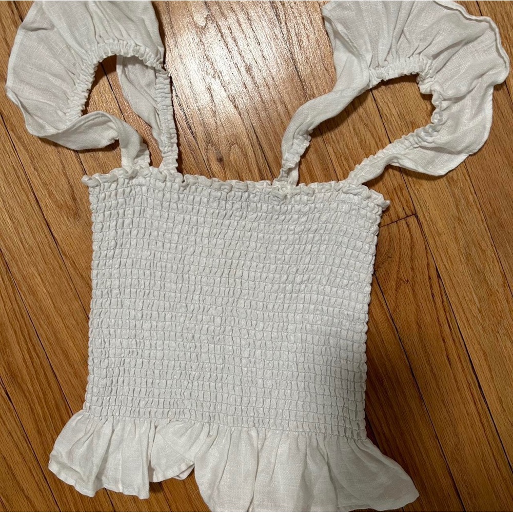 Reformation june big white linen tank top size xs